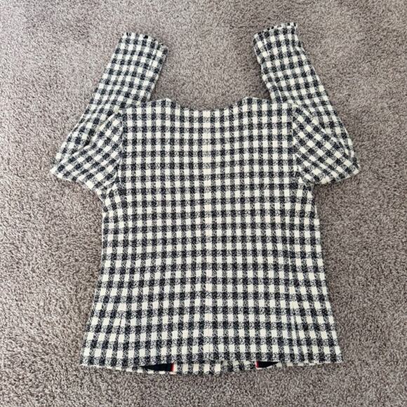 Talbots Gingham Tweed Fringe Jacket Button Front Patch Pockets‎ Lined Women's 6 - Picture 12 of 13